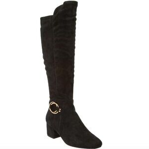 COMFORTVIEW Wide Calf Boots Black Faux Suede Womens Size 9WW Ruthie Over the Kne